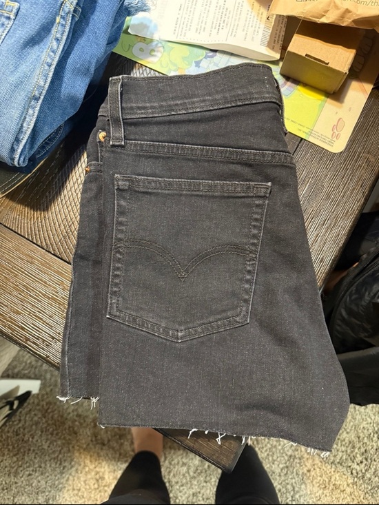 Levi's Pants - Black Denim Levi shorts with Raw Hem